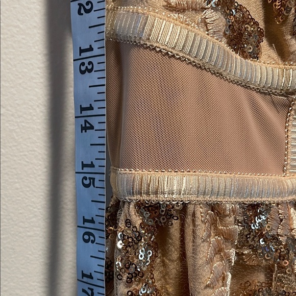 Torrid NWT Gold Embroidered Sequin Formal Dress Beige Floral Midi Dress - Picture 6 of 15